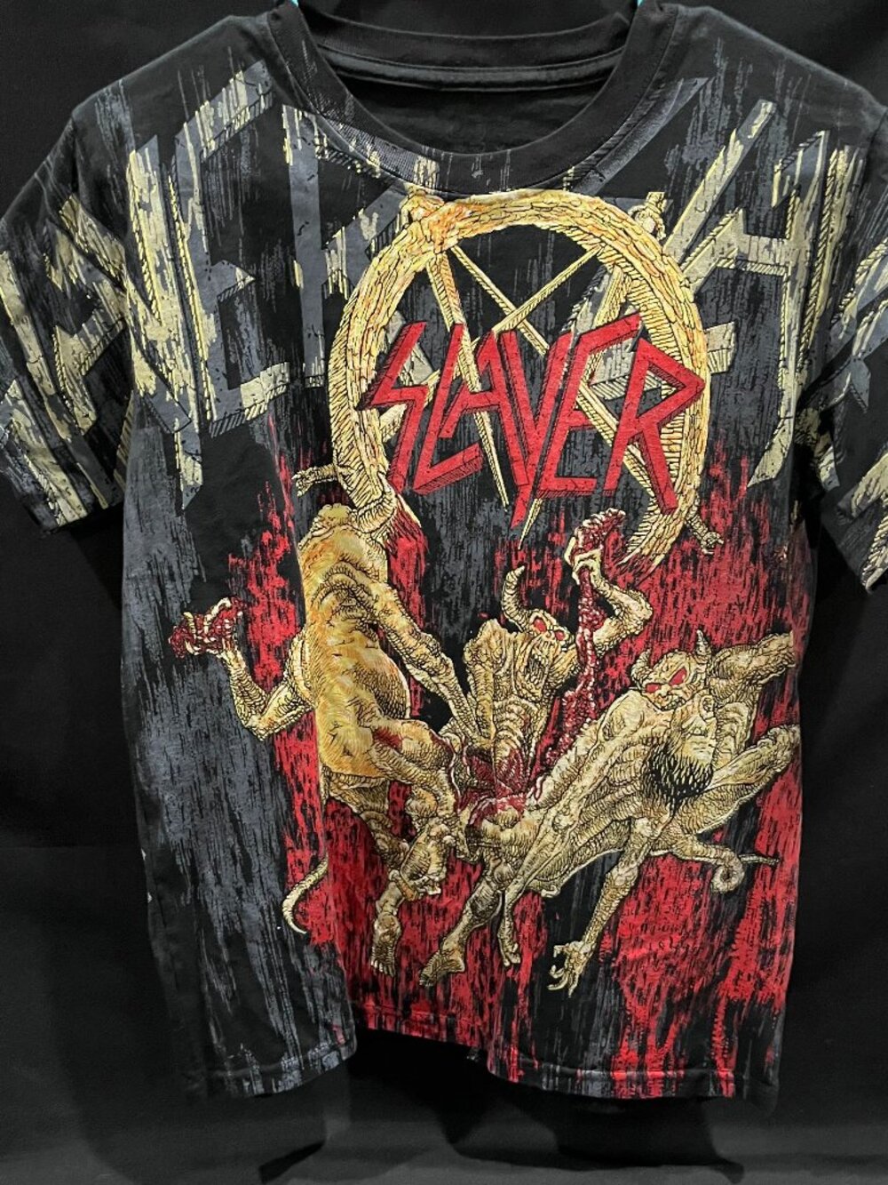Darkside Slayer Hell Awaits All Over Print Metal Shirt Size M